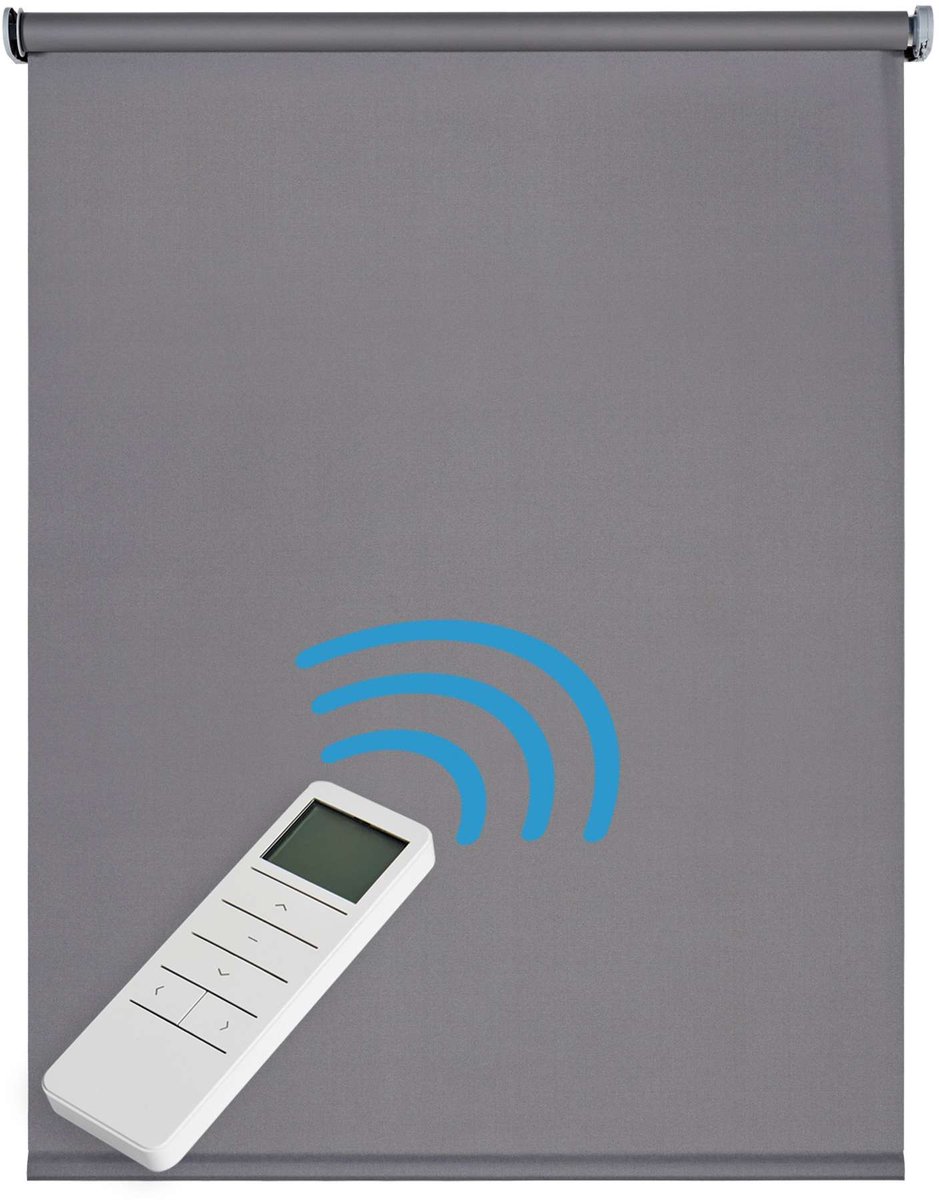 Storesdeco - Motorgecontroleerd Opaco blackout, afstandsbediening, donkergrijs 200x250cm