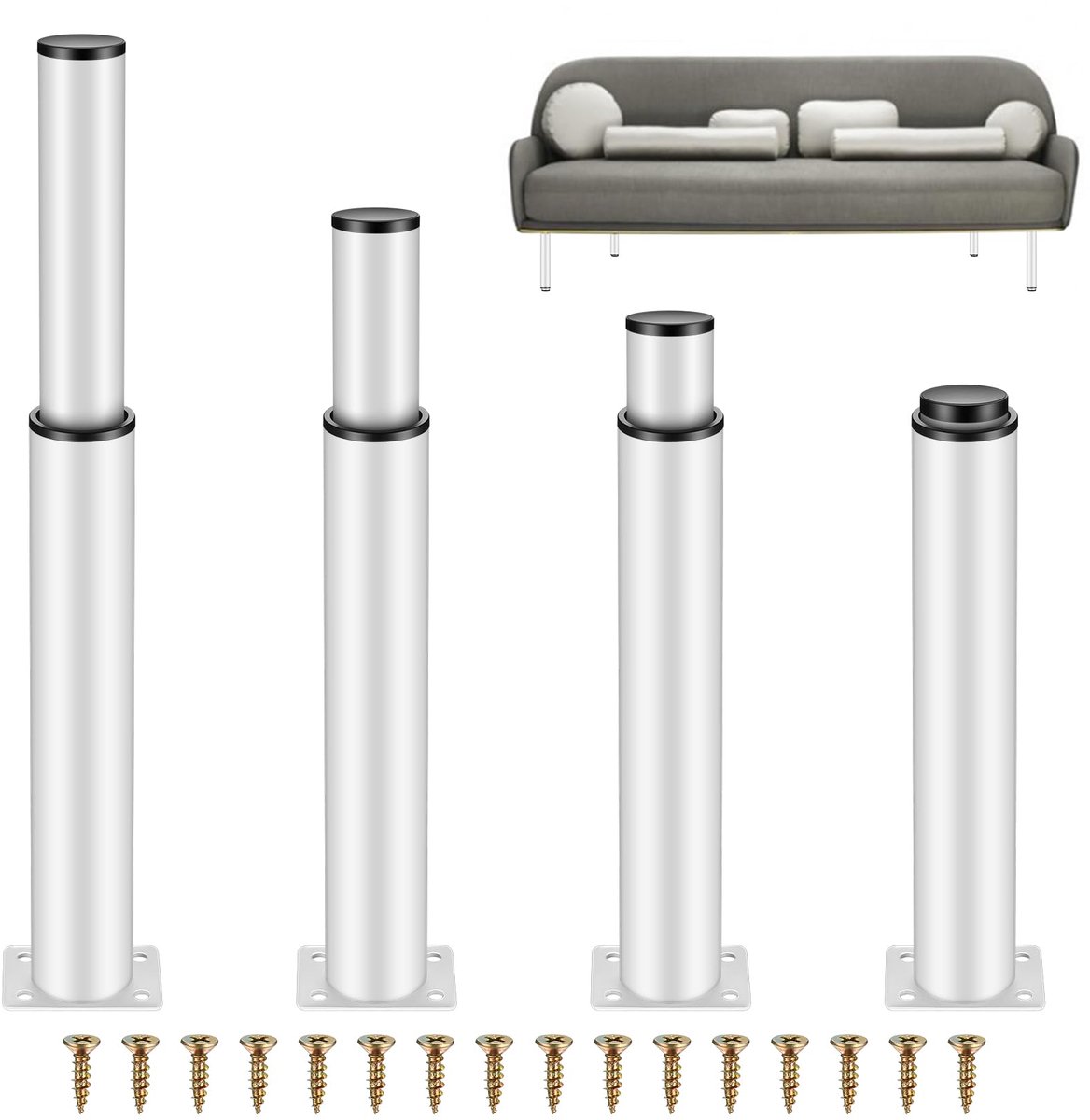 Ibenzoa® Verstelbare en Robuuste Meubelpoten voor Diverse Toepassingen, Set van 4 Stuks, Wit, 0-170 mm, Geschikt voor Keukenkasten, Bedden en Banken