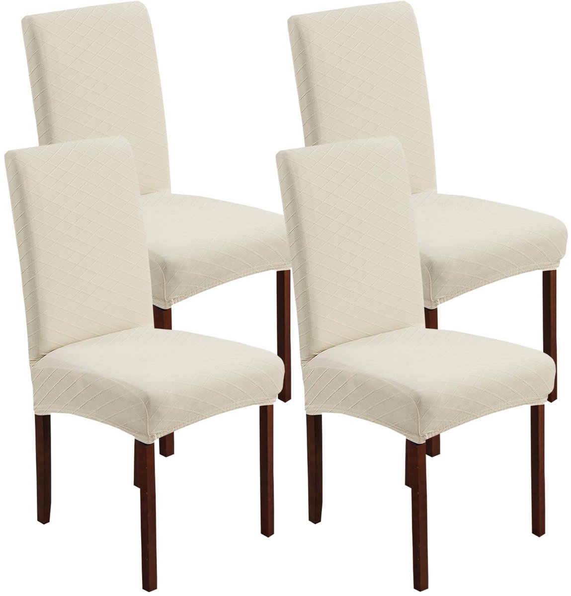 Ibenzoa® Set van 4 Stretchbare Jacquard Stoelhoezen voor Eetkamer en Feestelijke Gelegenheden