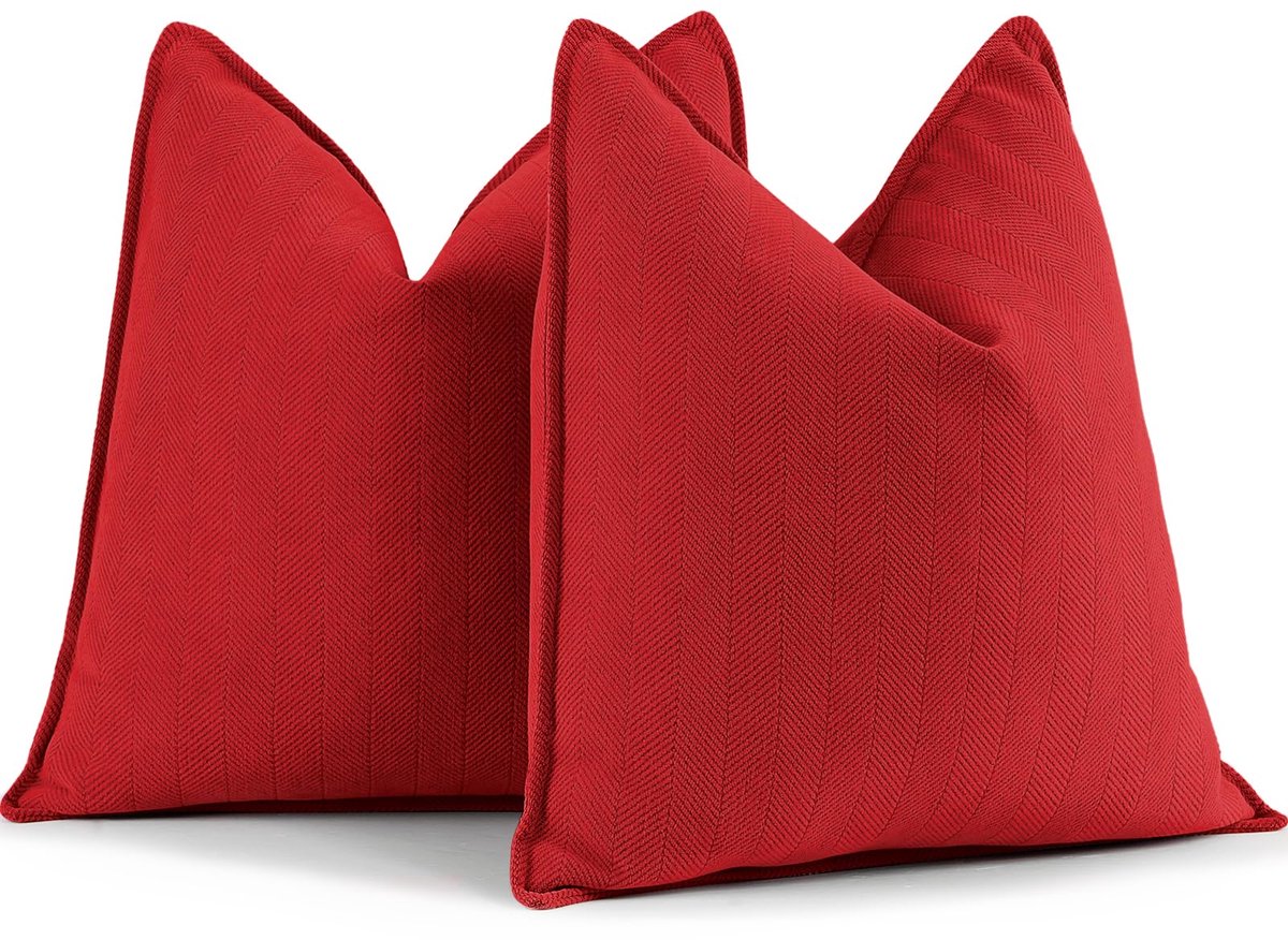 Ibenzoa Rode elegante chenille kussenhoezen, decoratief en luxueus, 40 x 40 cm, set van 2 stuks rood