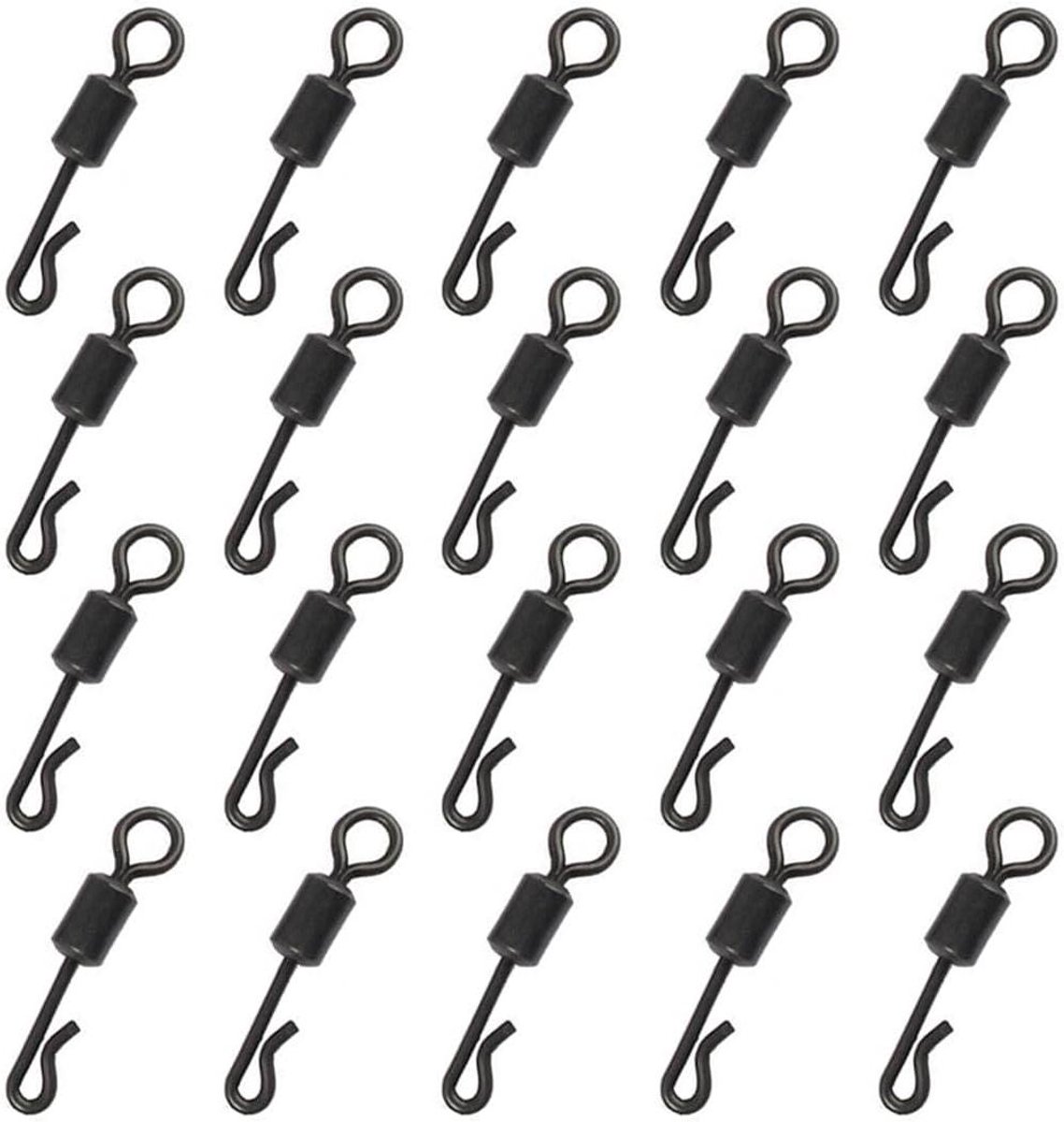 Allecto Plus - 20 x Vishaakjes Draaibare Visclip Karper Vissen met Drukknoppen Snel Verwisselbare Q-vormige Viskapjes