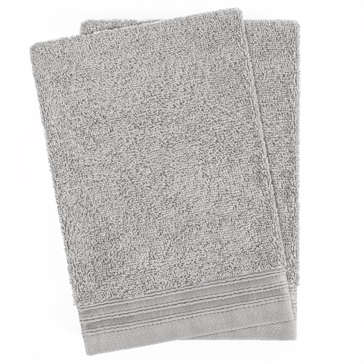 Ibenzoa® Set van 2 Zachte en Absorberende Washandjes van Hoogwaardig Katoen, Lichtgrijs, 15 x 22 cm