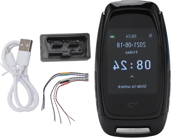 Auto Smart LCD-toets aanraakscherm, Bluetooth 5.0 sleutelloze toegang, u kunt het sleutellogo van de auto op wil veranderen, gemaakt van zinklegering, soepele aanraking(Zilver