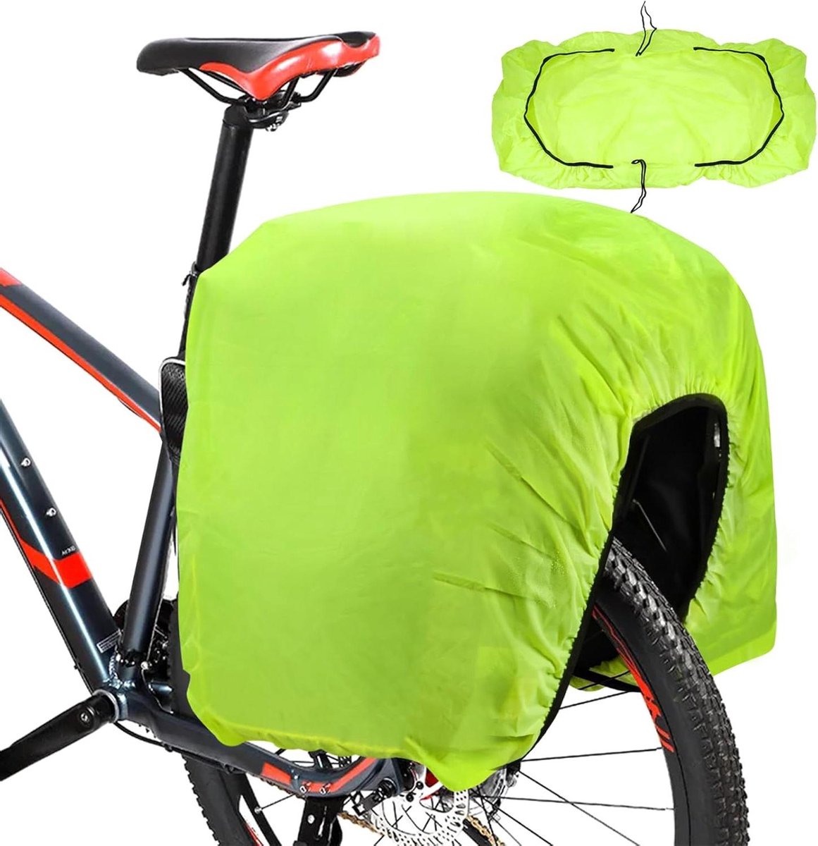Allecto Plus - Fiets Regenhoes met Waterdichte en Stofdichte Bescherming - 126x66cm - Achterzitje en Tasbeschermer - Lichtgewicht en Opvouwbaar - Fietsaccessoire met Regenbescherming