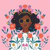 IXXI Flower Girl, Bethan Janine - 80 x 80 cm - Gratis ophangtool - Grote wanddecoratie en posters - Grafisch Ontwerp, Illustraties, Fantasierijk