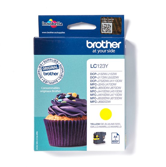 Brother LC-123Y cartouche d'encre 1 pièce(s) Original Rendement élevé (XL) Jaune