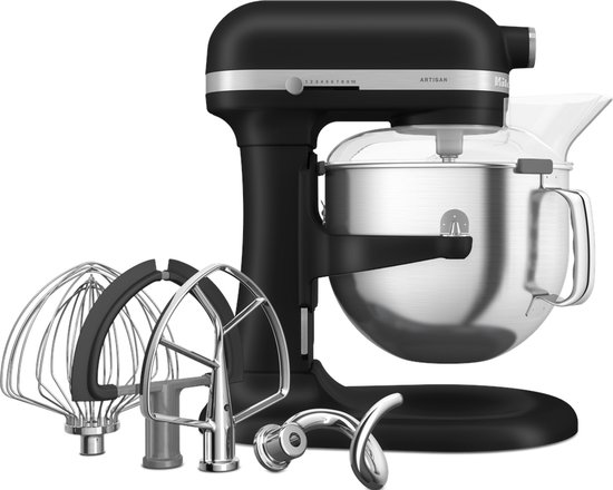 KitchenAid Artisan Standmixer met in Hoogte Verstelbare Kom - Krachtig, stil, 11 snelheden, roestvrijstalen accessoires en capaciteit van 6,6L - Matzwart van KitchenAid — afbeelding 5