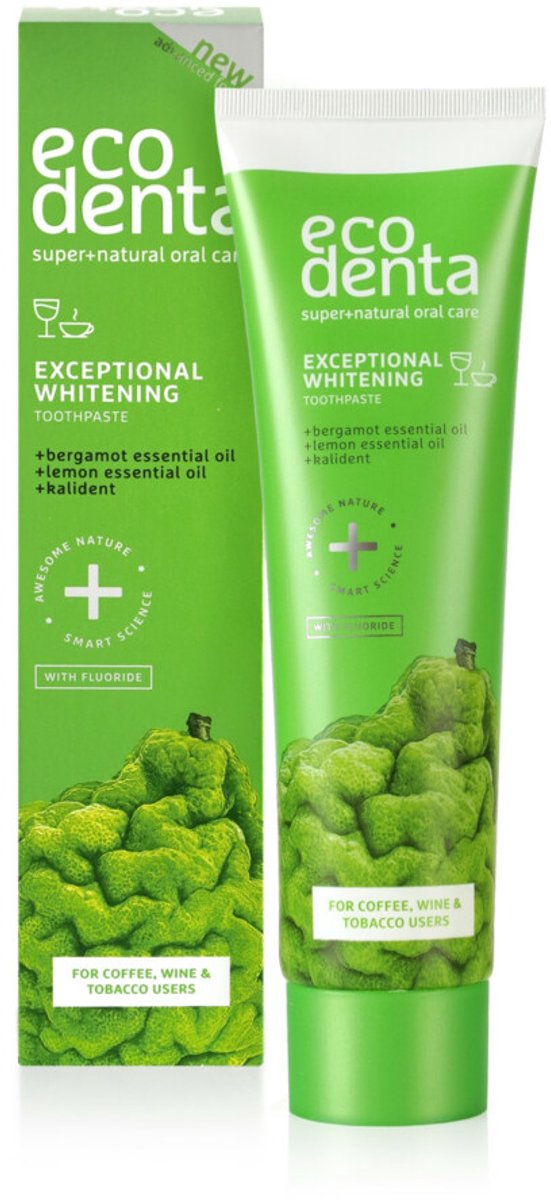Ecodenta Tandpasta Whitening Bergamot Citroenoliën & Kalident - 4 x 100 ml - Voordeelverpakking
