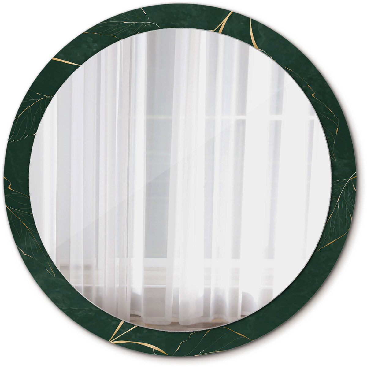 Tulup Spiegel - Spiegel op gehard Glas - Ronde Spiegel - Bladcontouren - Diameter: 100 cm - Spiegel met een sierlijk motief - Premium Spiegel - Groene - Spiegel voor elke ruimte - Scheerspiegel - Top Kwaliteit