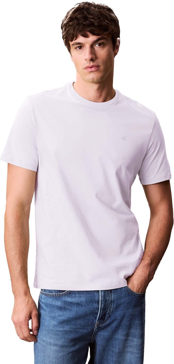 T-Shirt Ck Jeans Glad Katoen Effen Ss Fashion Wear Volwassen Wit
