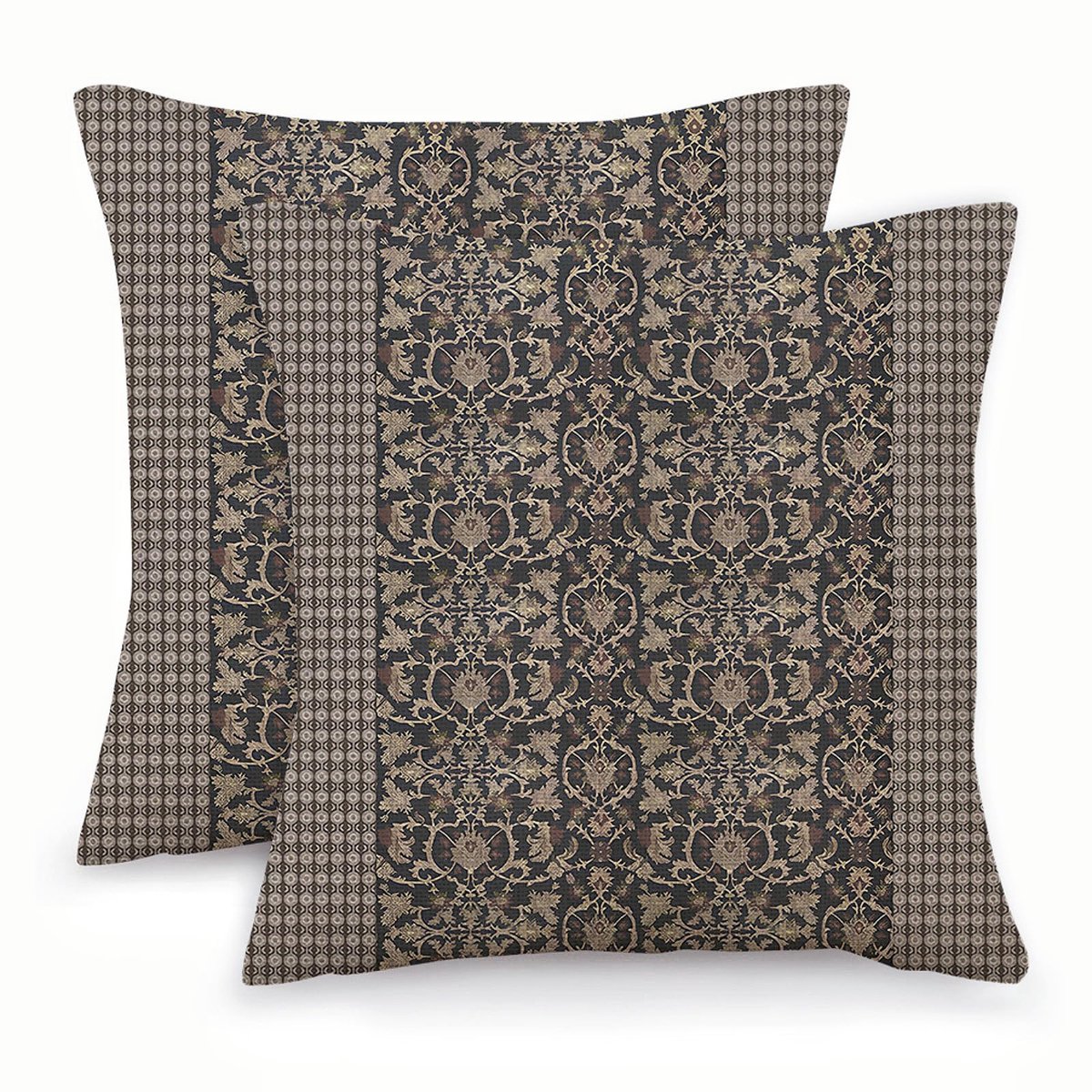 Ibenzoa Decoratieve vierkante linnen kussenslopen set van 2 voor binnen en buiten gebruik bruin
