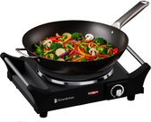 KitchenBrothers Elektrische Kookplaat - 1 Pits - 1500W - Zwart