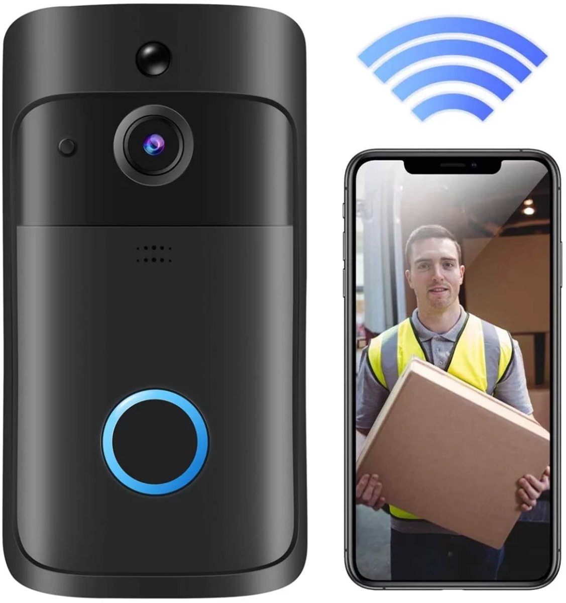 Afbeelding 2 van Video deurbel met camera - Deurbel met beeld - Slimme deurbel - Draadloze video deurbel - Beveiliging huis - Deurbel met app - WiFi deurbel - Nachtzicht - Tweeweg audio - Beveiligingscamera voordeur - Voor smartphone en tablet