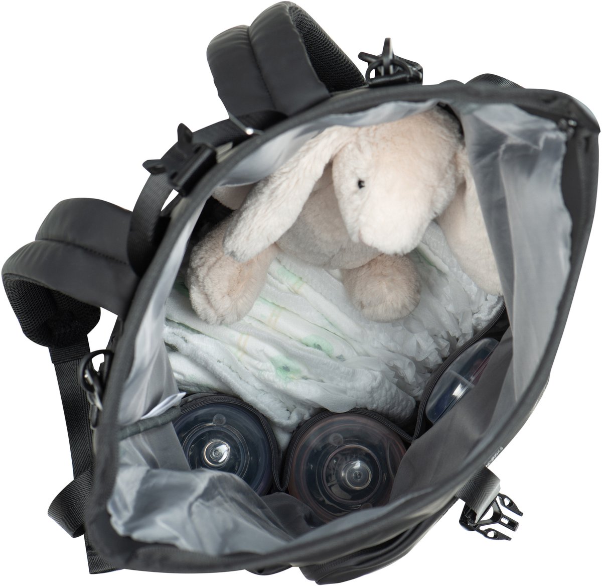 Baby Garden Salerno Luiertas Rugzak Rolltop 20-25L Zwart thumbnail 3