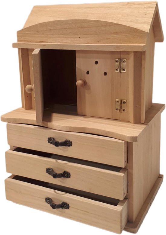 Armoire en bois avec tiroirs et porte - espace de rangement - 1 pièce - 20 x 29 cm