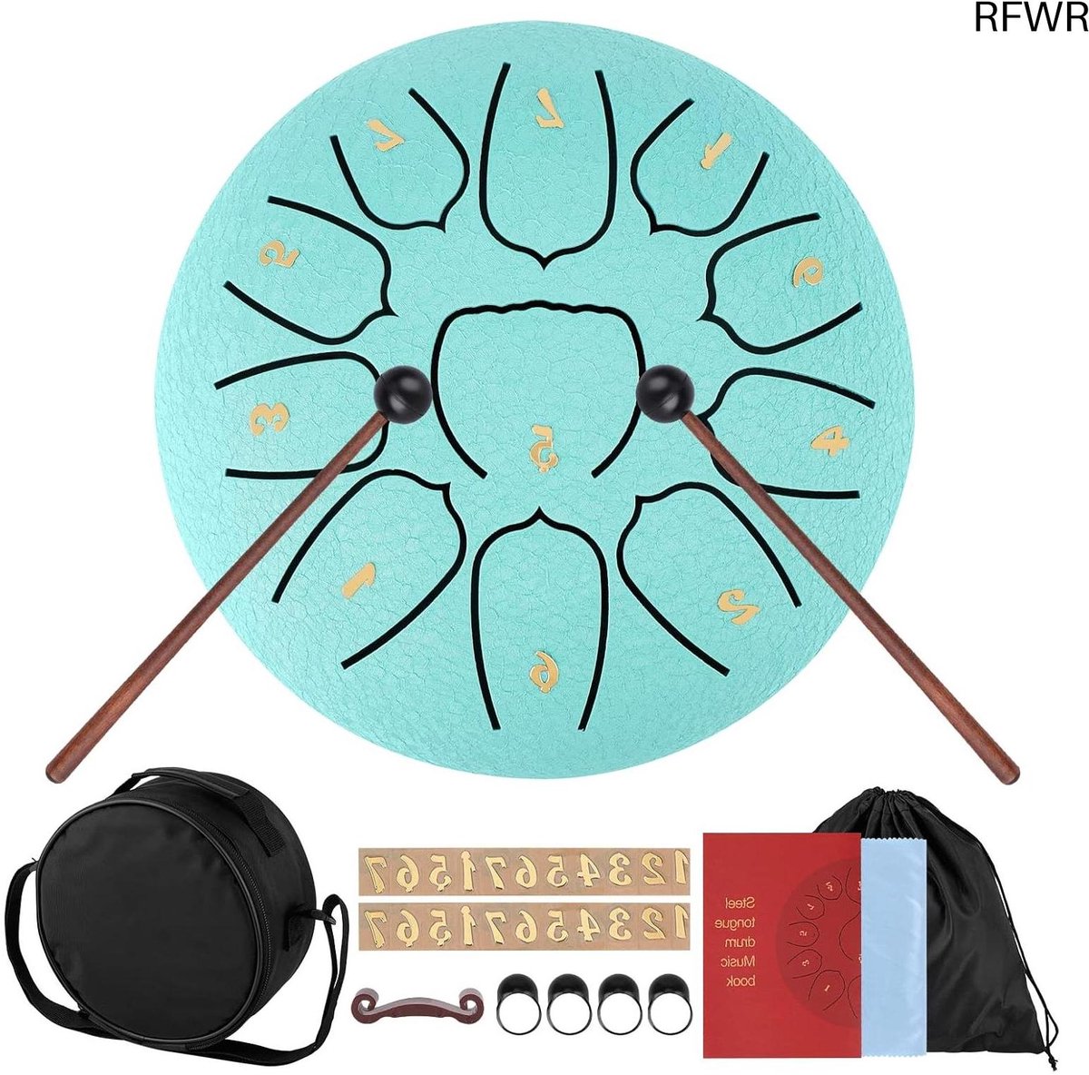 RFWR® Stalen Tong Drum 15 cm met 11 Tonen - Draagbaar Slaginstrument voor Beginners en Muziekeducatie