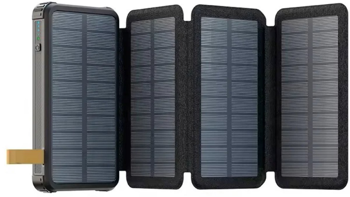 Solar Powerbank 20.000mAh Zwart/Grijs Waterdicht