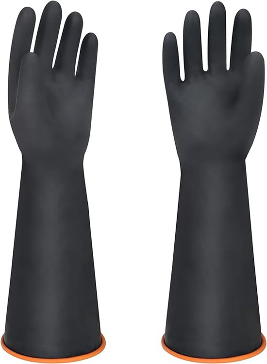 Extra lange handschoenen - Zware latex - Chemisch bestendig - Zwart