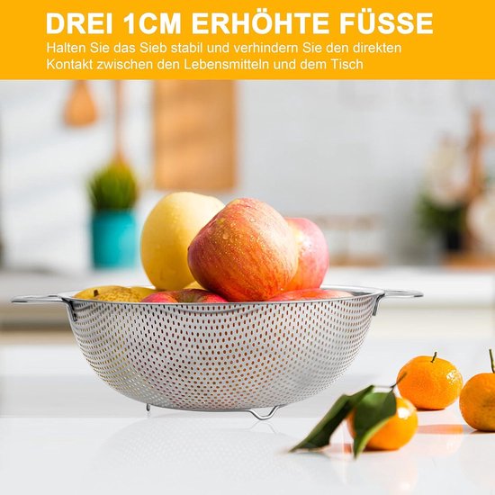 Passoire The Passoire Inox 20cm Avec Poignées - Micro-Perforée Pour Pâtes/ Légumes (Passe Lave-Vaisselle) Demi