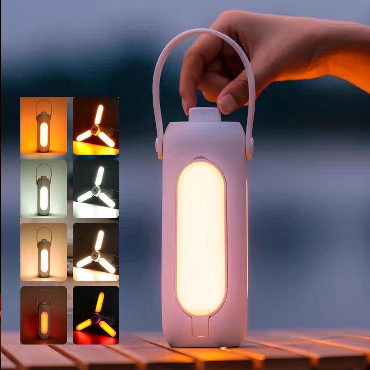 Inklapbare hangende campinglamp- Camping Lamp-4 modi(wit licht/warm wit/schemering/SOS)- met instelbare helderheid-oplaadbare waterdichte lantaarn-Kampeerlamp-Camping accessoires-Kamperen en outdoor