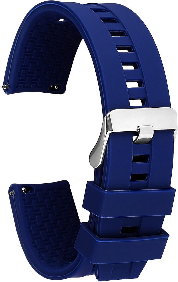 Vervangende horlogeband met Quick Release sluiting - zilveren gesp - Waterdicht - Siliconen - Sportief design - Geschikt voor smartphones - 21.2*2.2*0.9cm - Zwart