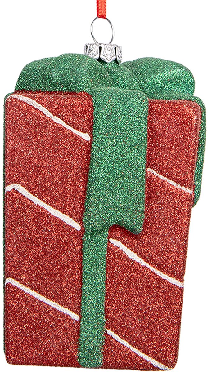 Clayre & Eef Kersthanger Cadeau 8x8x11 cm Rood Kunststof
