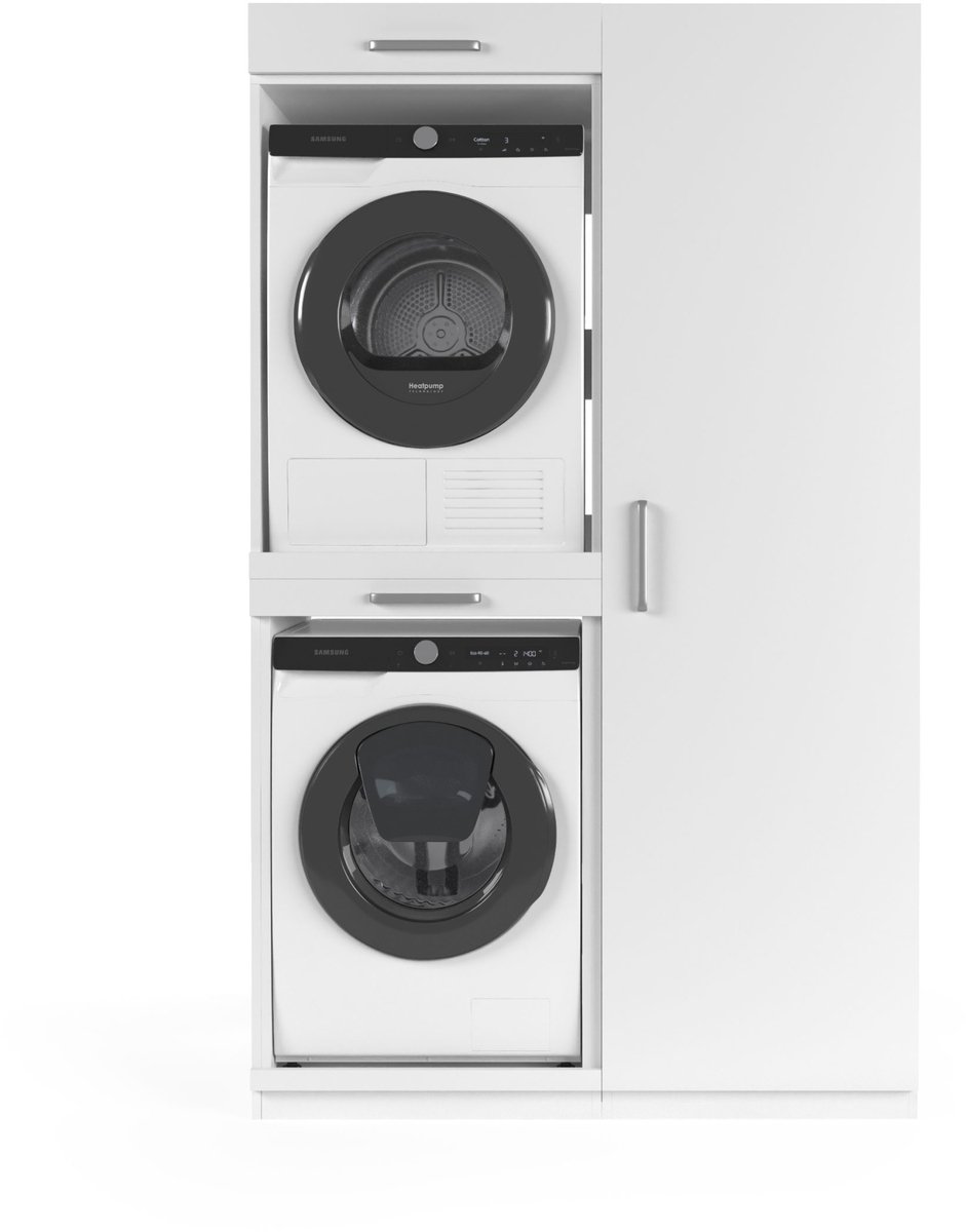 Wasophoogte® Wasmachine Kast Tokyo - Wasmachine verhoger - Wasmachine ombouw - 700(D)*1265(B)*2110(H) mm - Wit