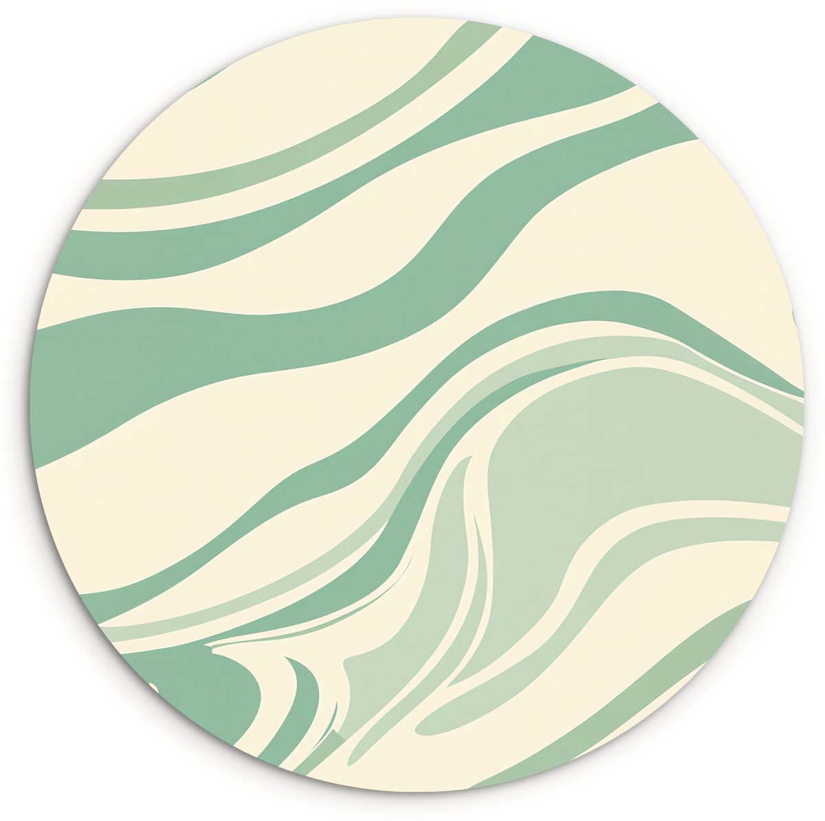 WallCircle Wandcirkel 90x90 cm - Muurcirkel Organische lijnen - Mintgroen - Marmer - Muurdecoratie woonkamer - Wanddecoratie slaapkamer - Kamer decoratie accessoires - Ronde schilderijen