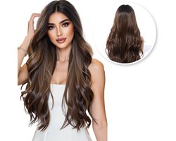 SassyGoods Luxe Pruik Bruin Lace Wig - Pruiken Dames Lang Haar Golvend - Haarwerk - Wasbaar - Donker Bruine Pruik