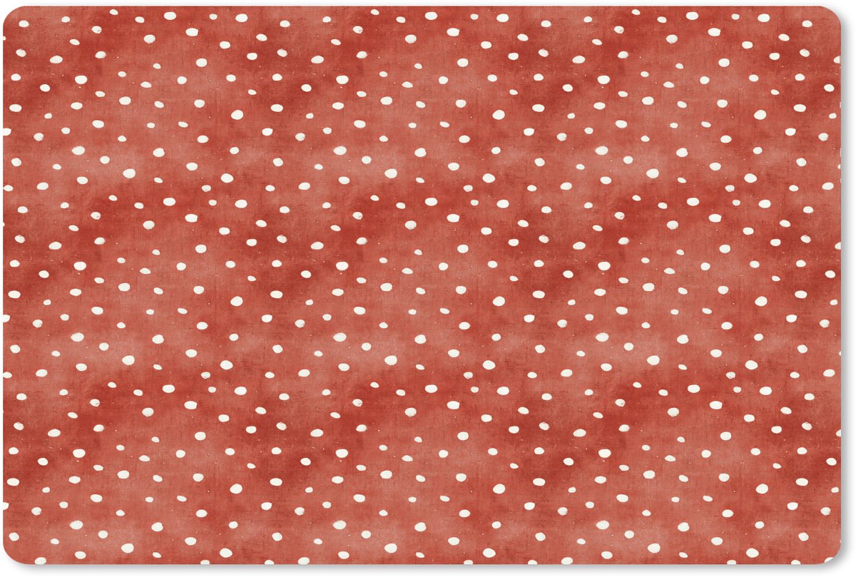 Muismat XXL 120x80 cm - Bureau onderlegger - Bureau mat Patroon - Stippen - Rood - Wit - Bureaumat - Gaming mousepad xl - Bureaulegger groot - Computer deskmat