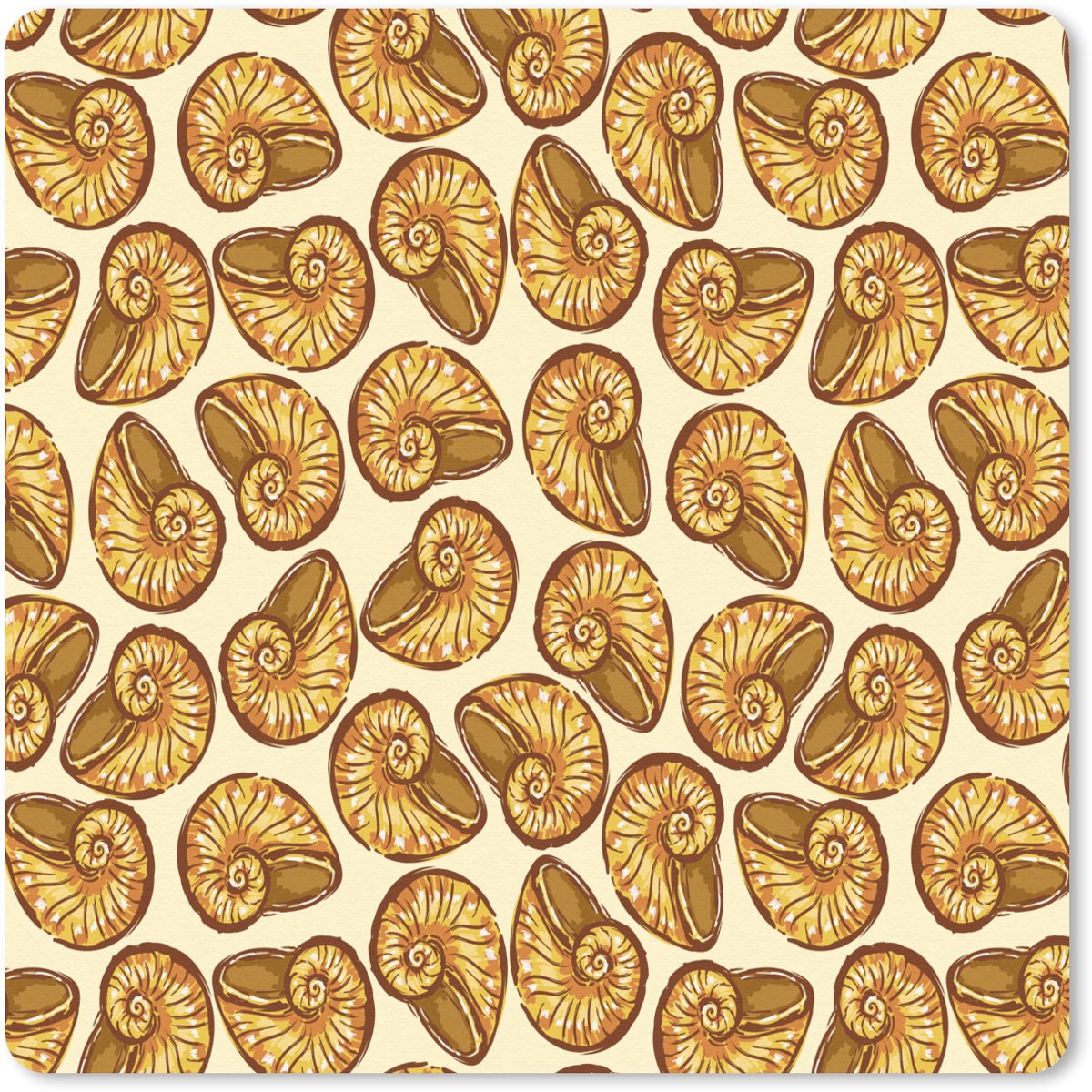 Muismat 20x20 cm - Mousepad Kust - Zee - Schelp - Goud - Muismatten