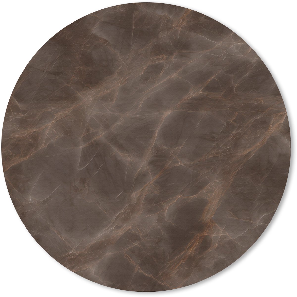 Muismat rond 30x30 cm - Mousepad Bruin marmer - Organisch - Natuursteen - Ronde muismatten