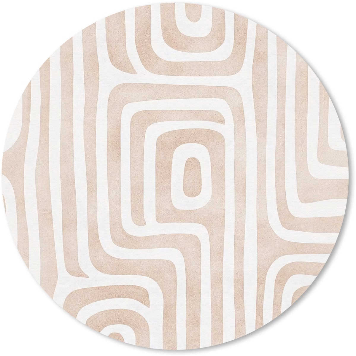 Muismat rond 30x30 cm - Mousepad Decoratief - Labyrint - Beige - Ronde muismatten