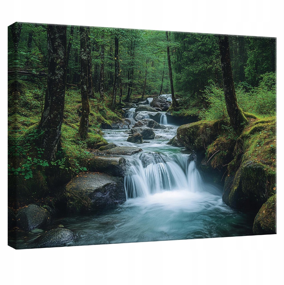 WALLARENA Canvas schilderij - 100x70 cm - Waterval bos uitzicht voor slaapkamer woonkamer keuken multikleurig