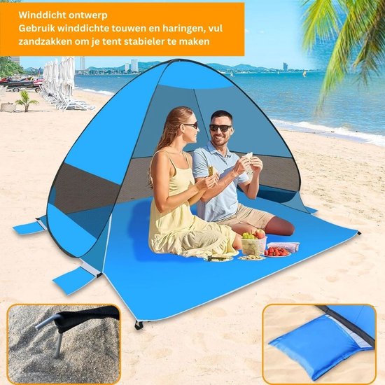 Strandtent UV Bescherming - Strandparasol Pop Up - Blauw — afbeelding 4
