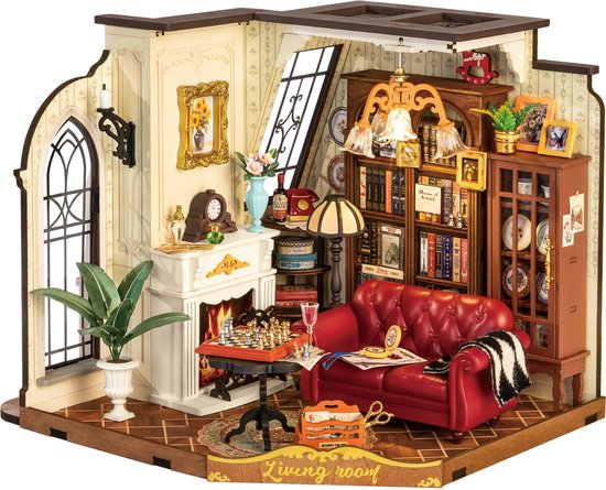 Robotime Catherine's Living Room | Rolife DIY Miniature House Series | DG175 | Knutselen | Bouwpakket | Hobby | Miniatuurhuisje | Creatief
