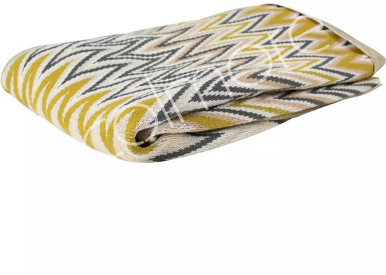 Colmore by Diga chevron plaid goud grijs 130 x 170 cm