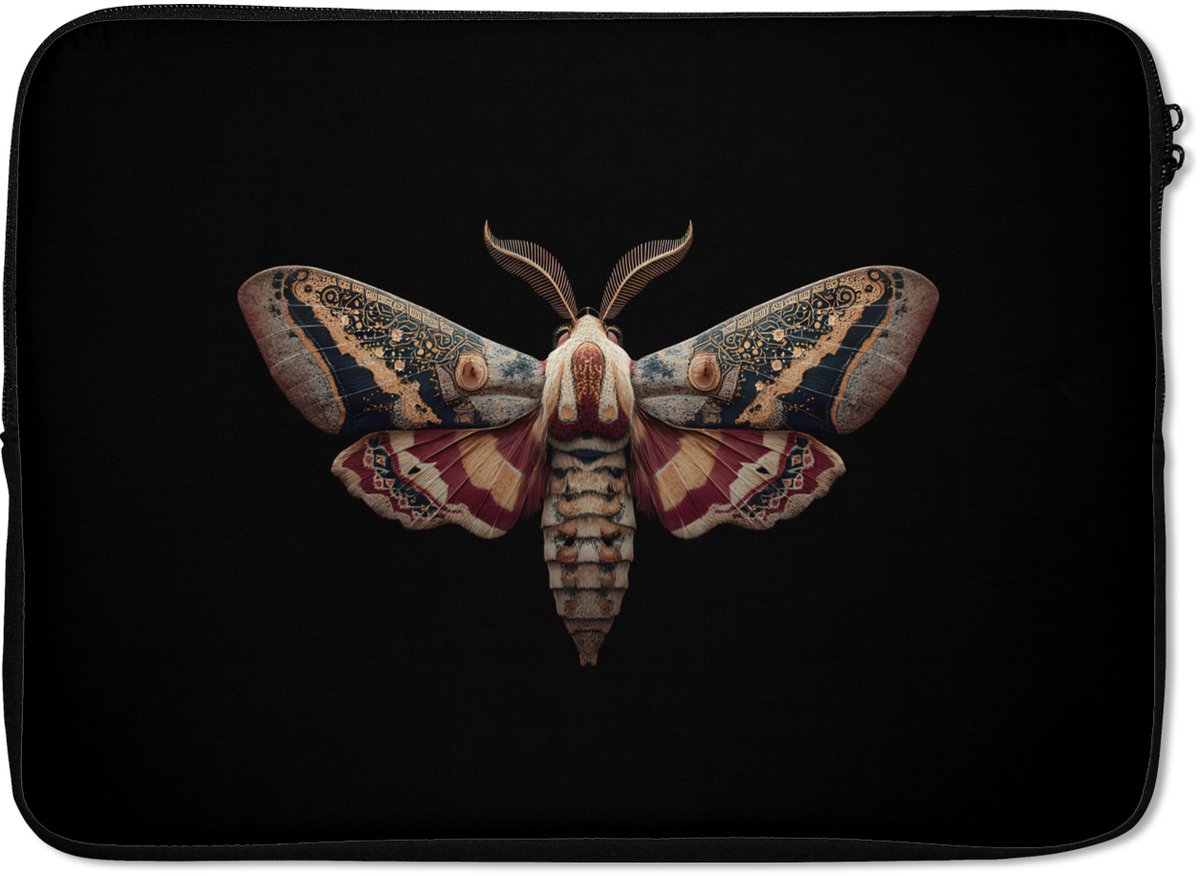 Laptophoes 13 inch - Mot - Oosterse patronen - Sierlijk - Laptop sleeve - Binnenmaat 32x22,5 cm - Zwarte achterkant