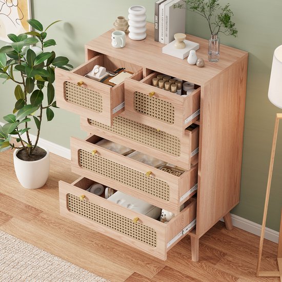 Buffet compact 60x24x91 cm avec 5 tiroirs. Idéal pour le salon, la chambre ou le couloir, allie style et rangement pratique