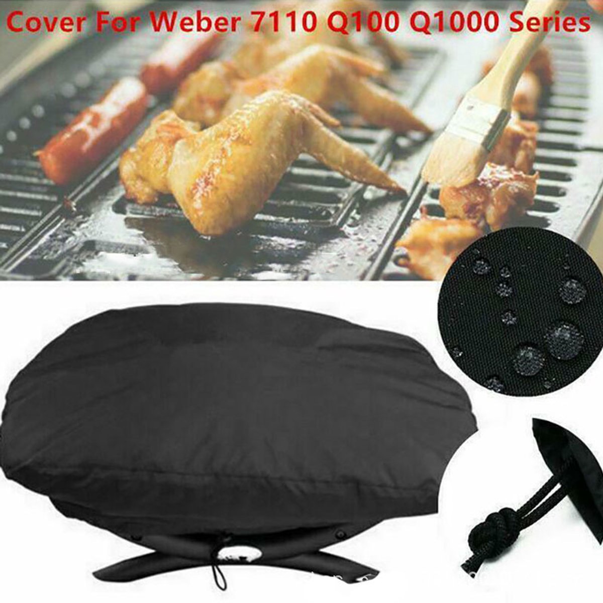 Geschikt voor Weber 7110 Q1000 Q2000 Q200 serie draagbare oven stofhoes BBQ beschermhoes buiten barbecuehoes