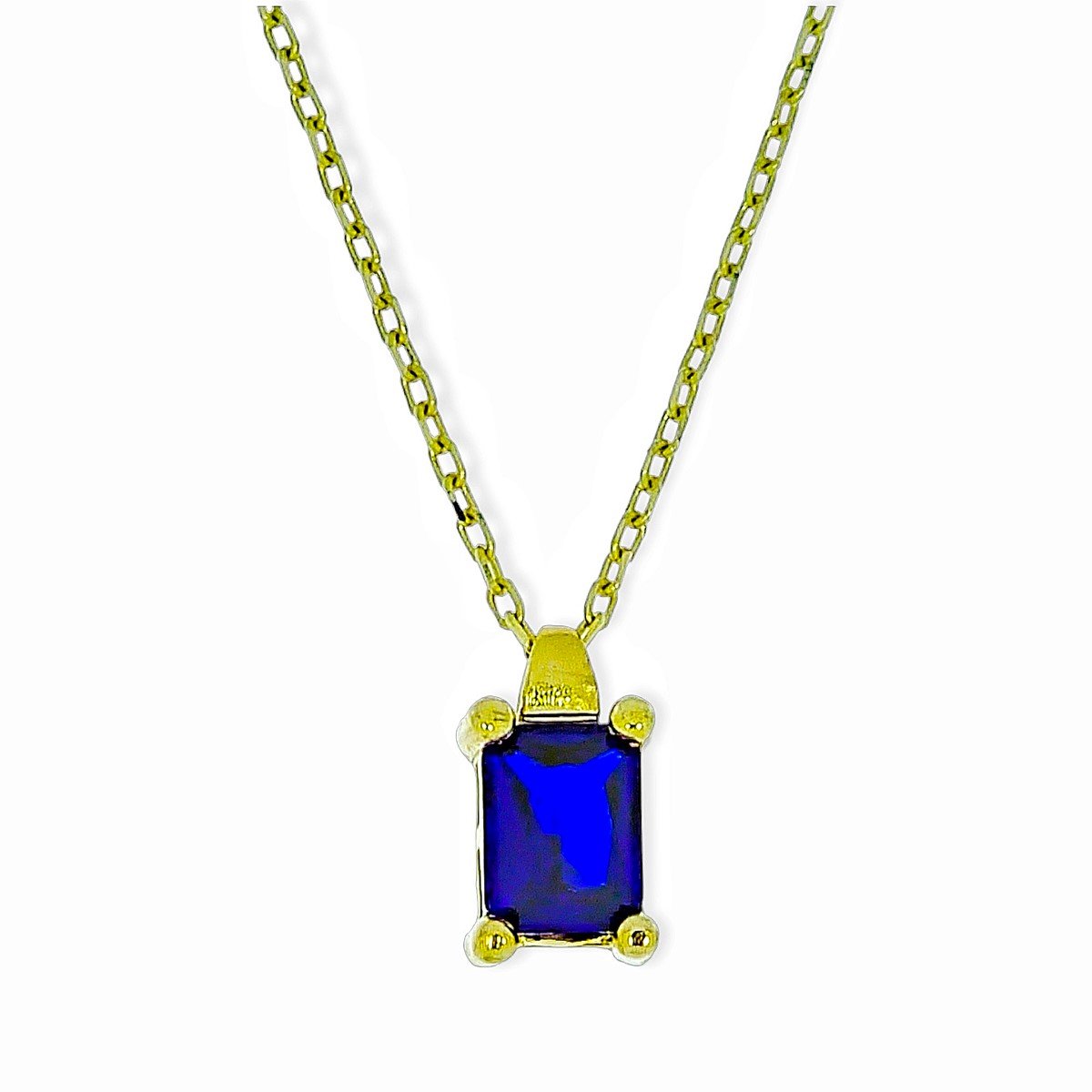 Gouden Ketting Saffier Hanger 14 karaats