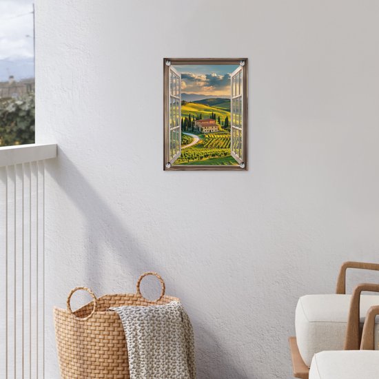 Affiche de jardin 30x40 cm - Décoration de jardin Vue - Toscane - Vue - Paysage - Été - Affiche pour le jardin - Décoration extérieure - Tableau de jardin clôture - Décoration murale sur toile de jardin - Décoration murale sur toile de balcon