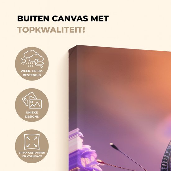 Tableau jardin extérieur 60x90 cm - Décoration de jardin Fleurs - Papillon - Lavande - Bloem - Nature - Poster jardin sur toile - Décoration murale Jardin - Décoration tableau extérieur - Décoration murale clôture - Toile extérieur