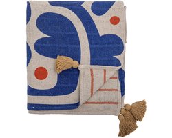 Plaid gerecycled katoen blauw Eviaya 130x160cm