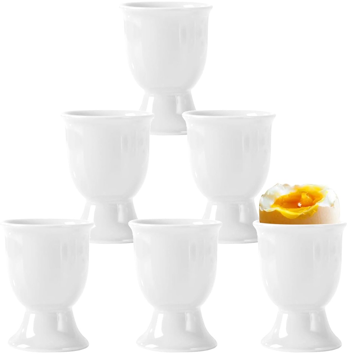 Eierdopjes - Set van 6 - Wit - Porselein