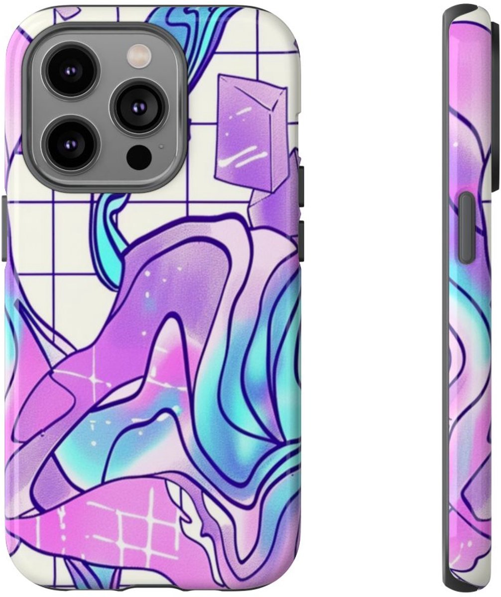 Abstract Kristal Vaporwave Patroon – Telefoonhoesje Geschikt voor iPhone 14 Pro