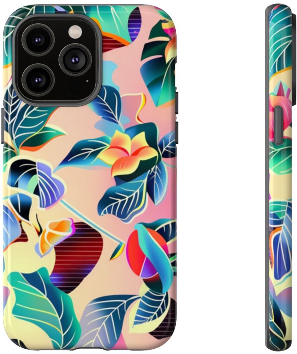 Levendig Tropisch Bloemenpatroon – Telefoonhoesje Geschikt voor iPhone 14 Pro Max