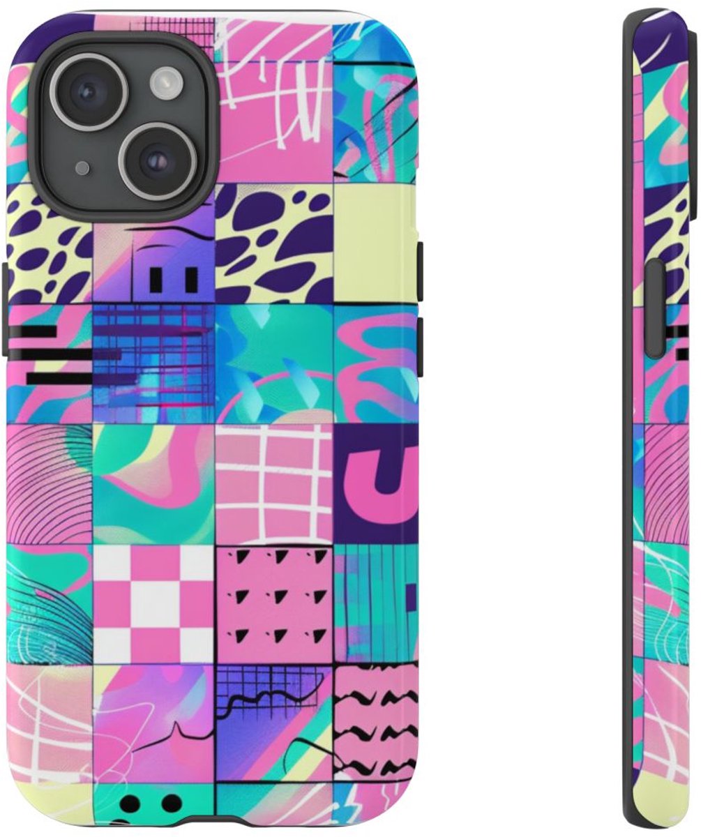 Kleurrijk Abstract Geometrisch Patroon – Telefoonhoesje Geschikt voor iPhone 15