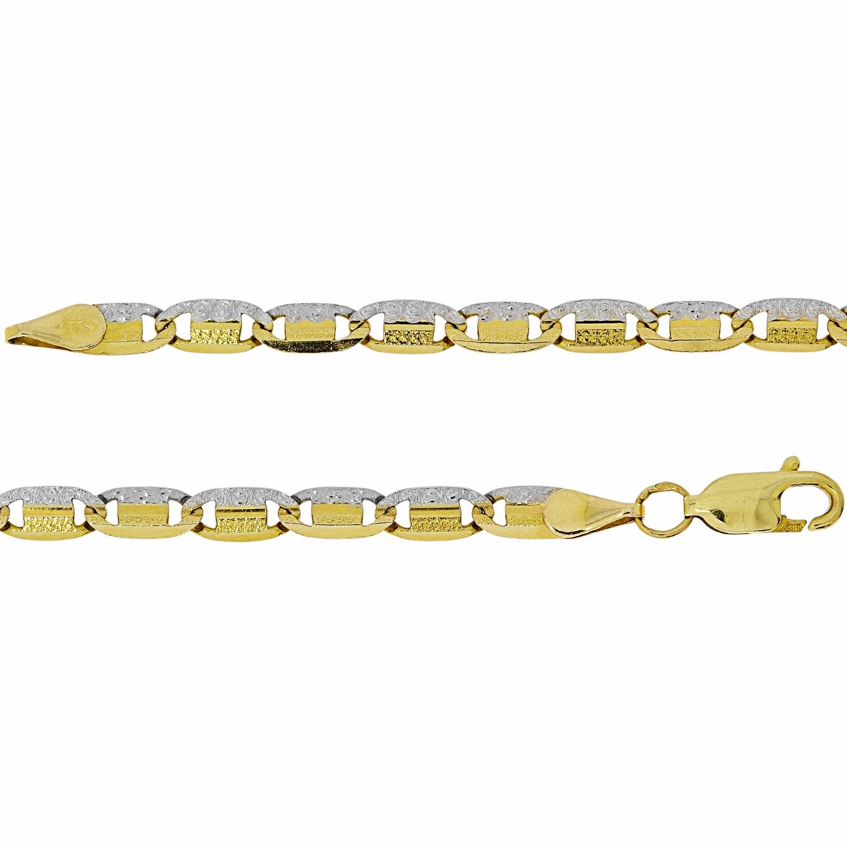 Gouden Bicolor Anker Schakel Ketting 3.5 mm 53 cm 14 karaats