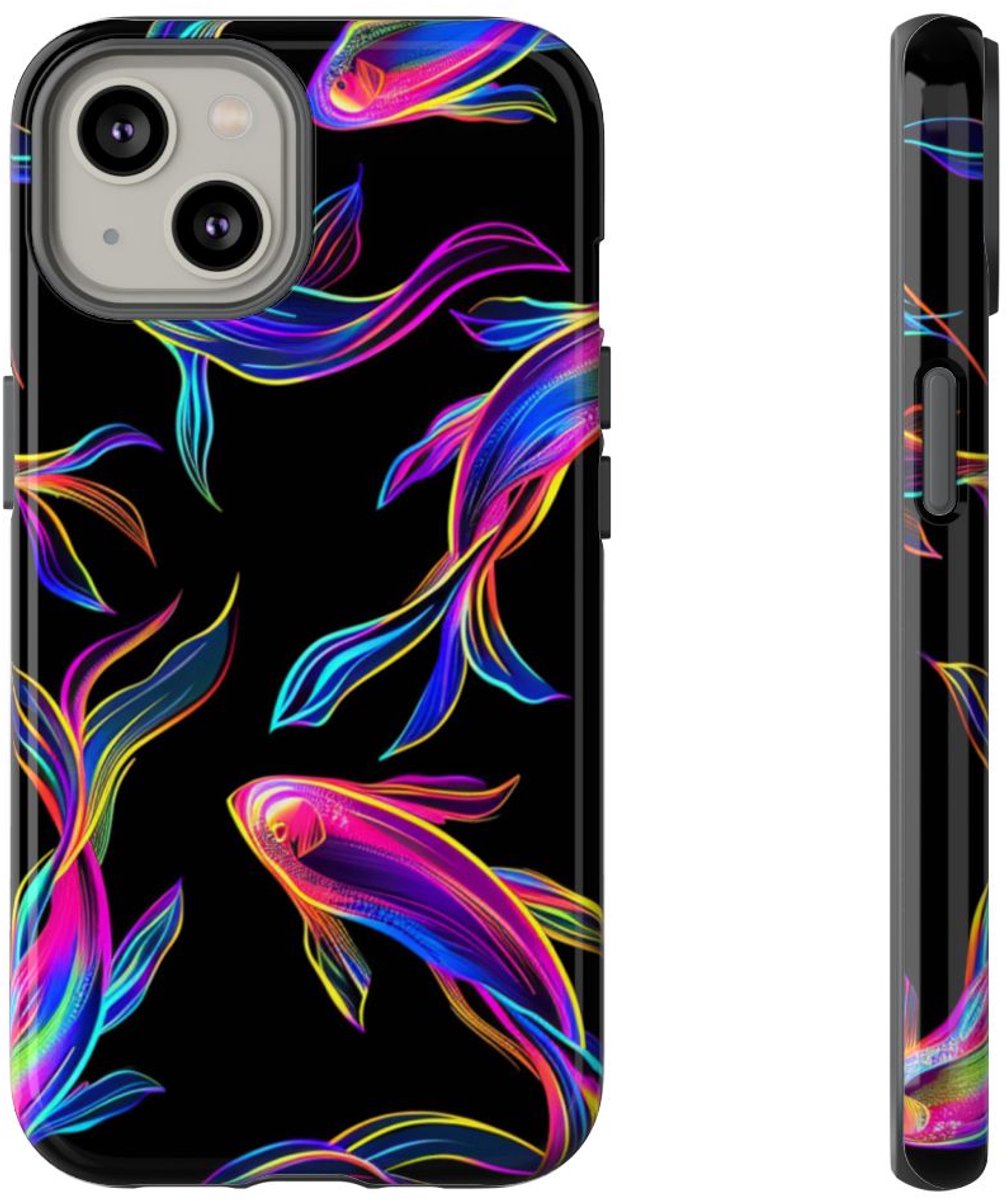 Neonkleurige Vissenpatroon – Telefoonhoesje Geschikt voor iPhone 14